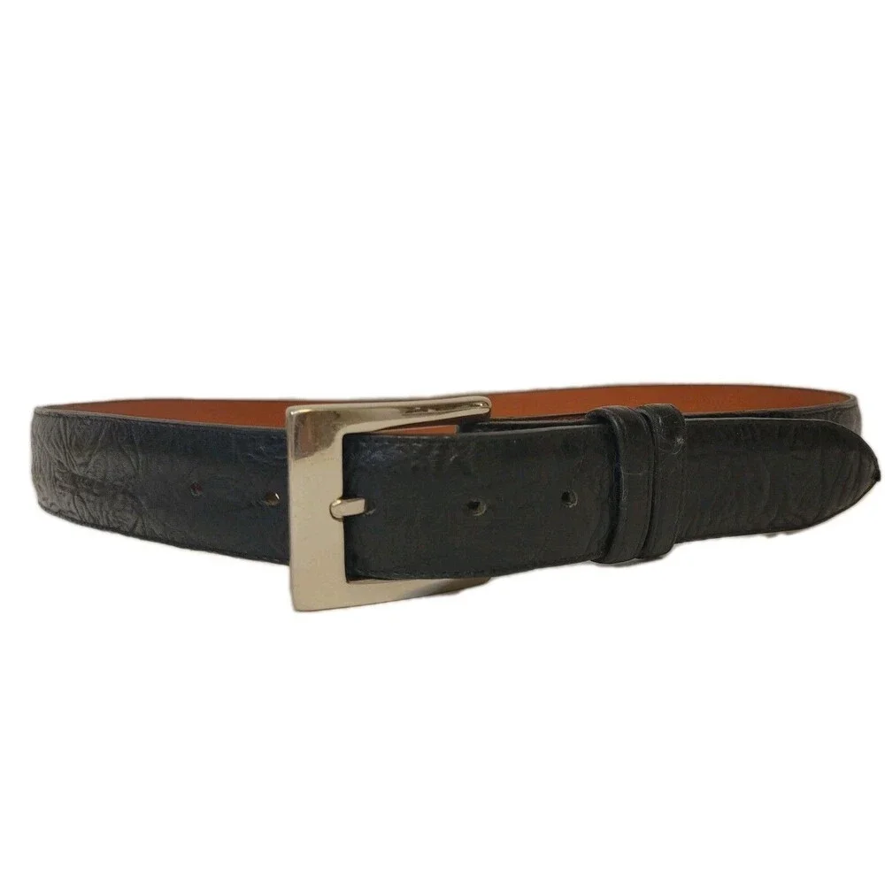 Monticelli Genuine Bison Leather Belt Black Size 40 Solid Brass Buckle Made USA